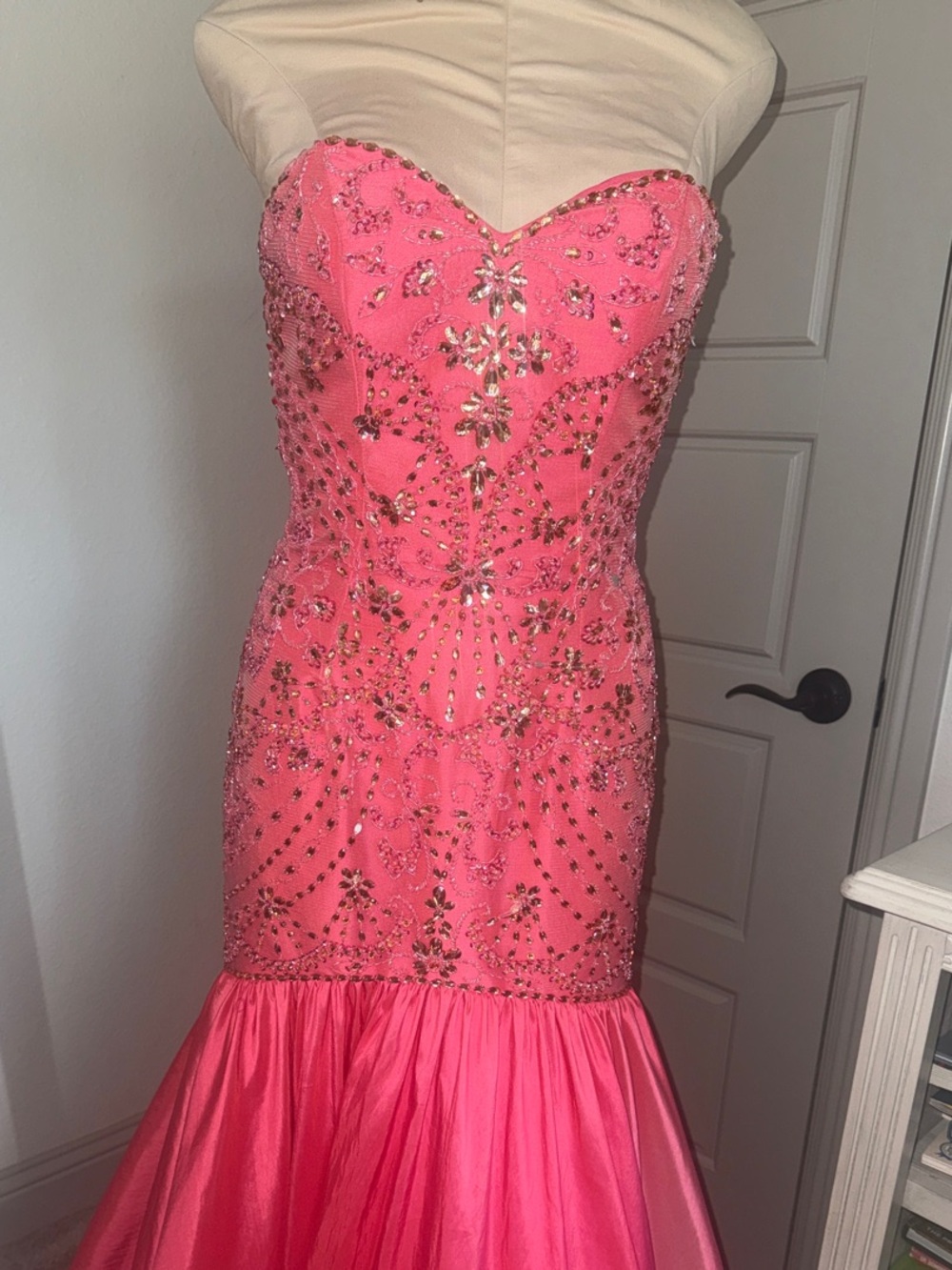 Sherri Hill Pink Beaded Mermaid Gown - Picture 12 of 12